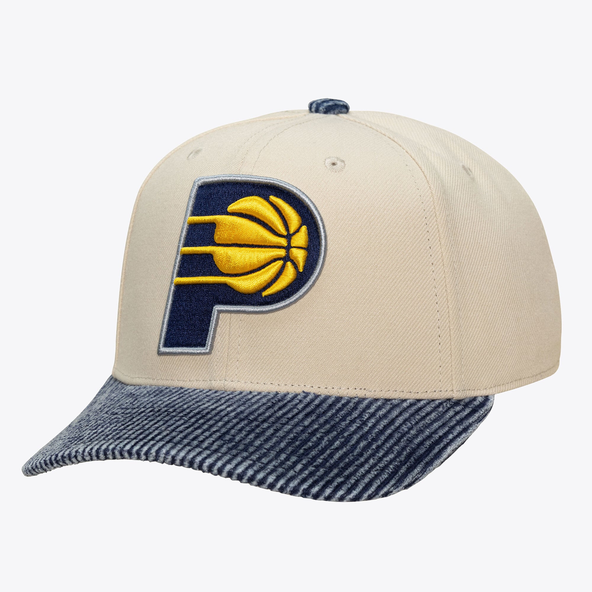 Men's Indiana Pacers Mitchell & Ness Cream/Blue Washed Corduroy Pro Crown Snapback Hat