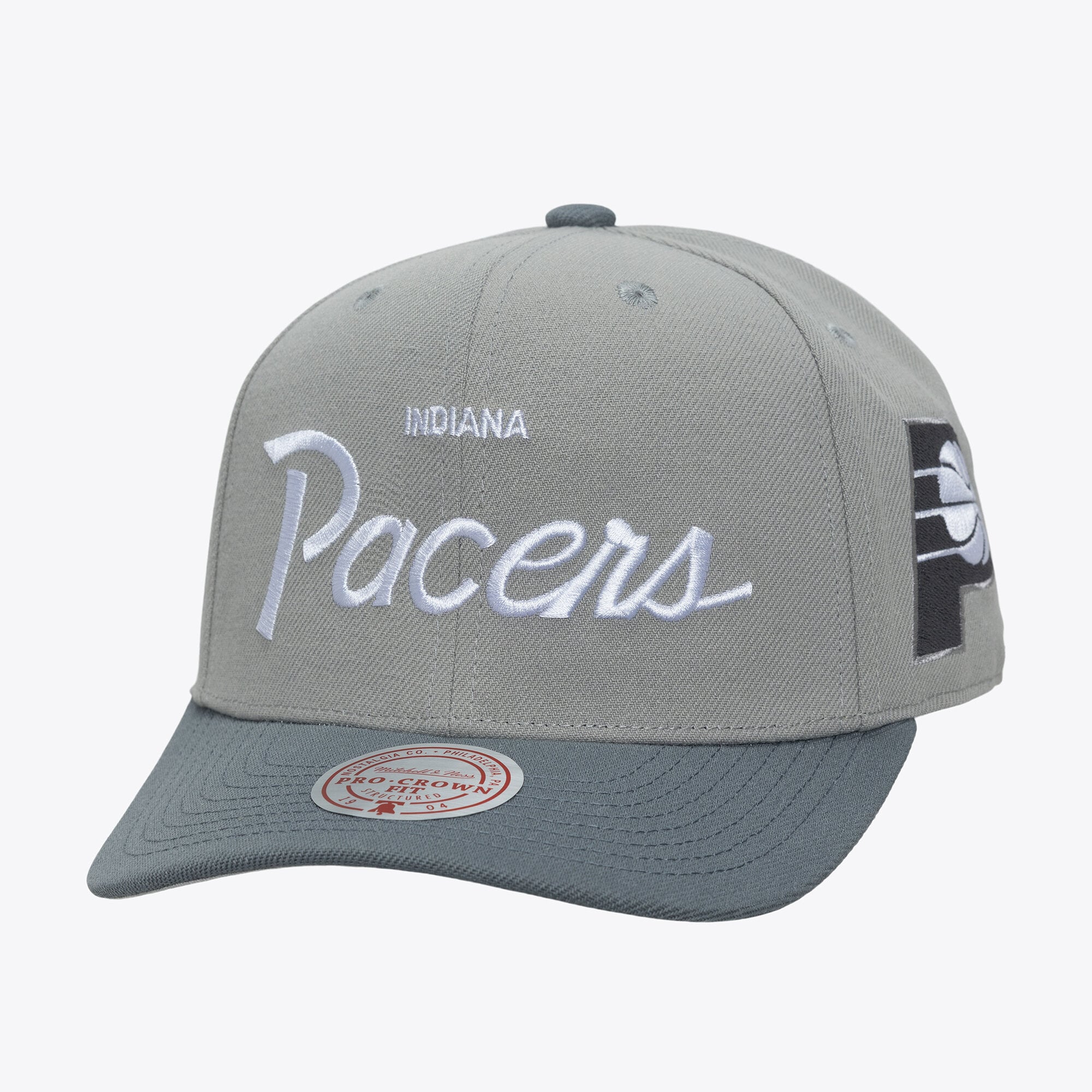 Men's Mitchell & Ness Gray Indiana Pacers Thunderstorm Head Coach Pro Crown Snapback Hat