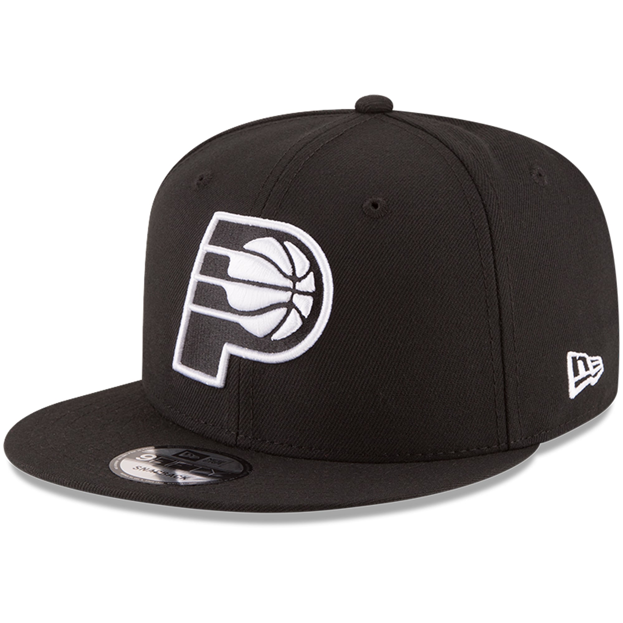 Men's Indiana Pacers New Era Black Black & White Logo 9FIFTY Adjustable Snapback Hat