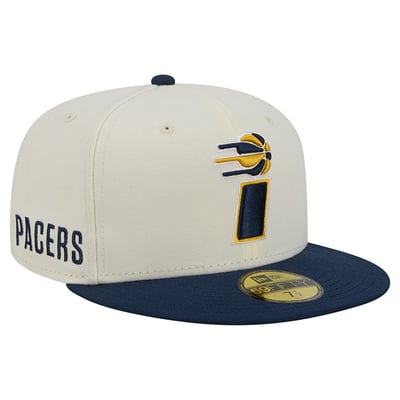 Indiana Pacers New Era Deceptor 59FIFTY Fitted Hat - Cream/Navy