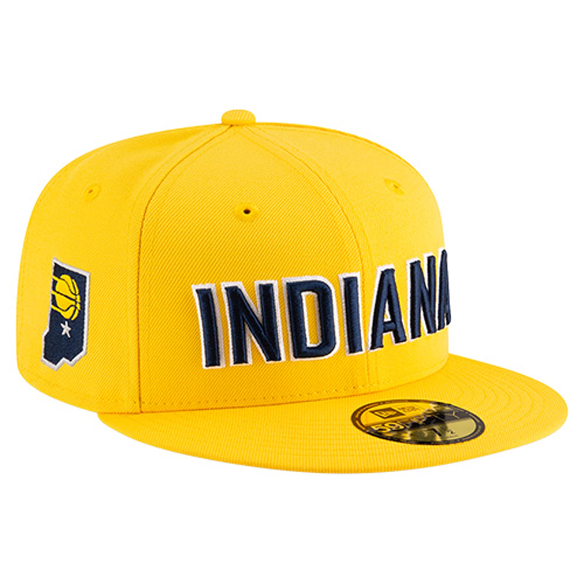 Men's New Era Gold Indiana Pacers Statement Edition Jersey Hook 59Fifty Fitted Hat
