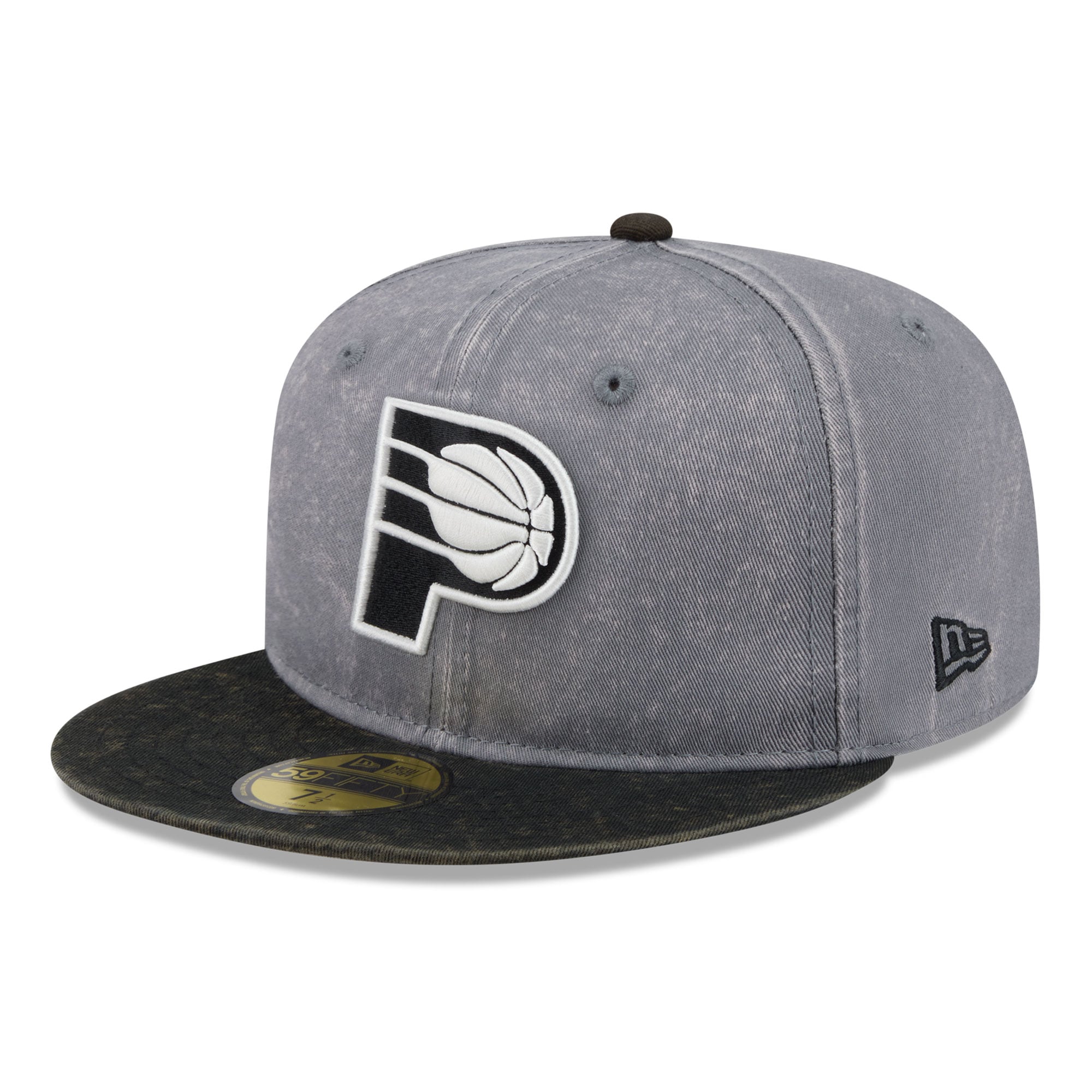 Men's New Era Gray/Black Indiana Pacers Washed 59FIFTY Fitted Hat