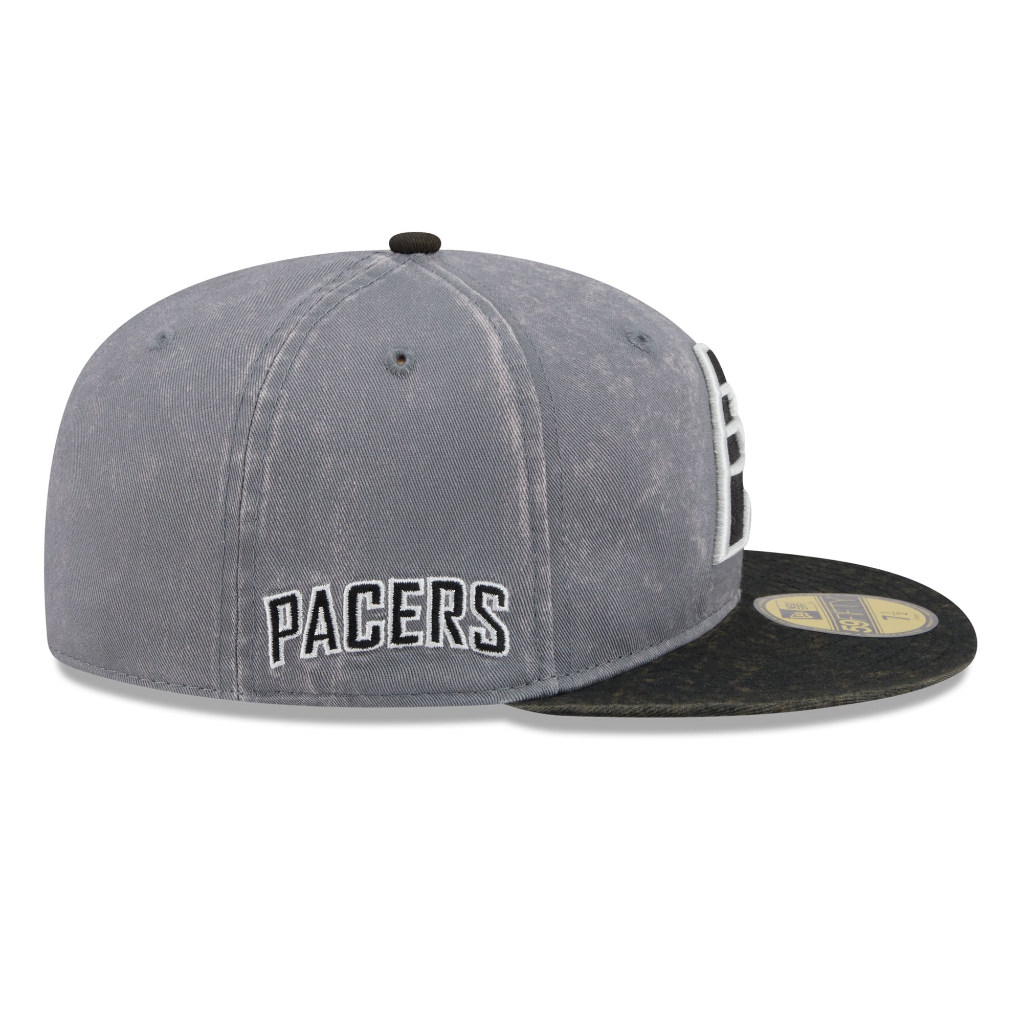 Men's New Era Gray/Black Indiana Pacers Washed 59FIFTY Fitted Hat