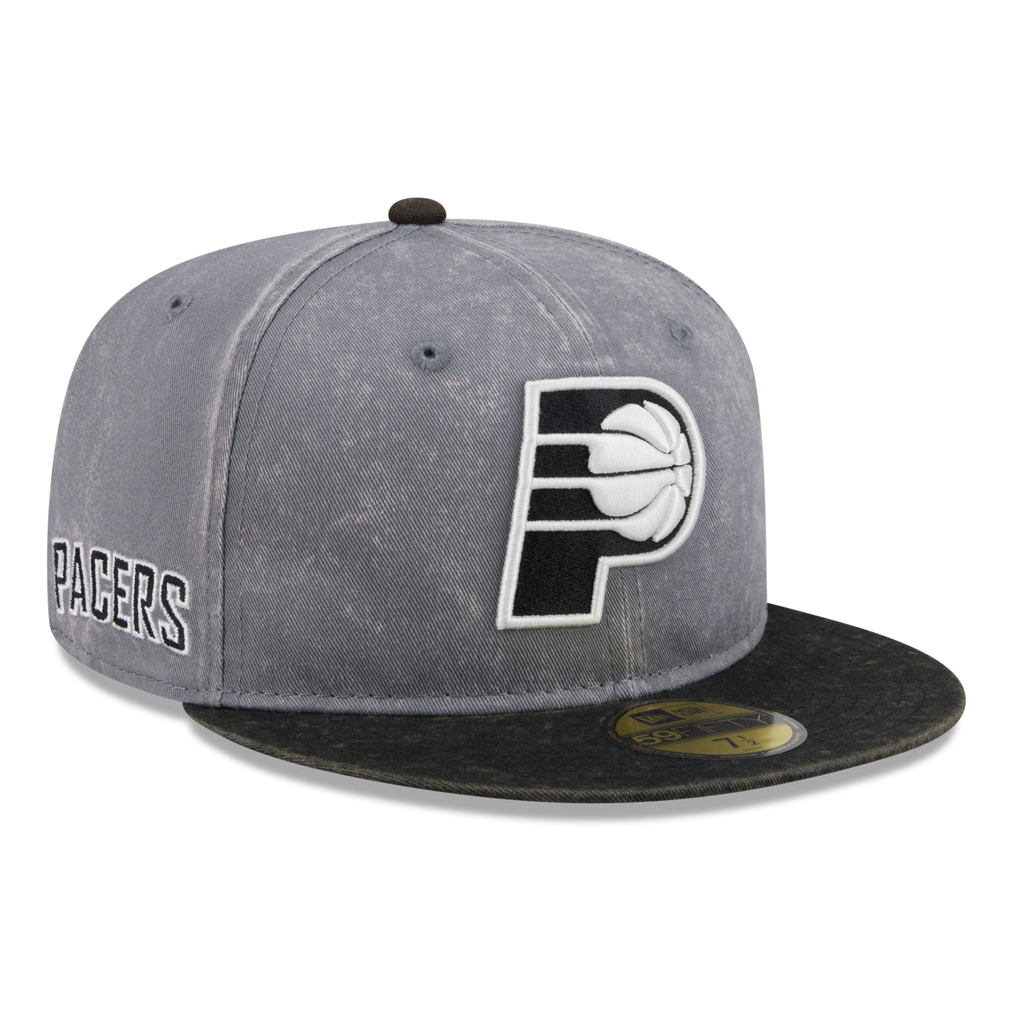 Men's Indiana Pacers New Era Gray/Black Washed 59FIFTY Fitted Hat