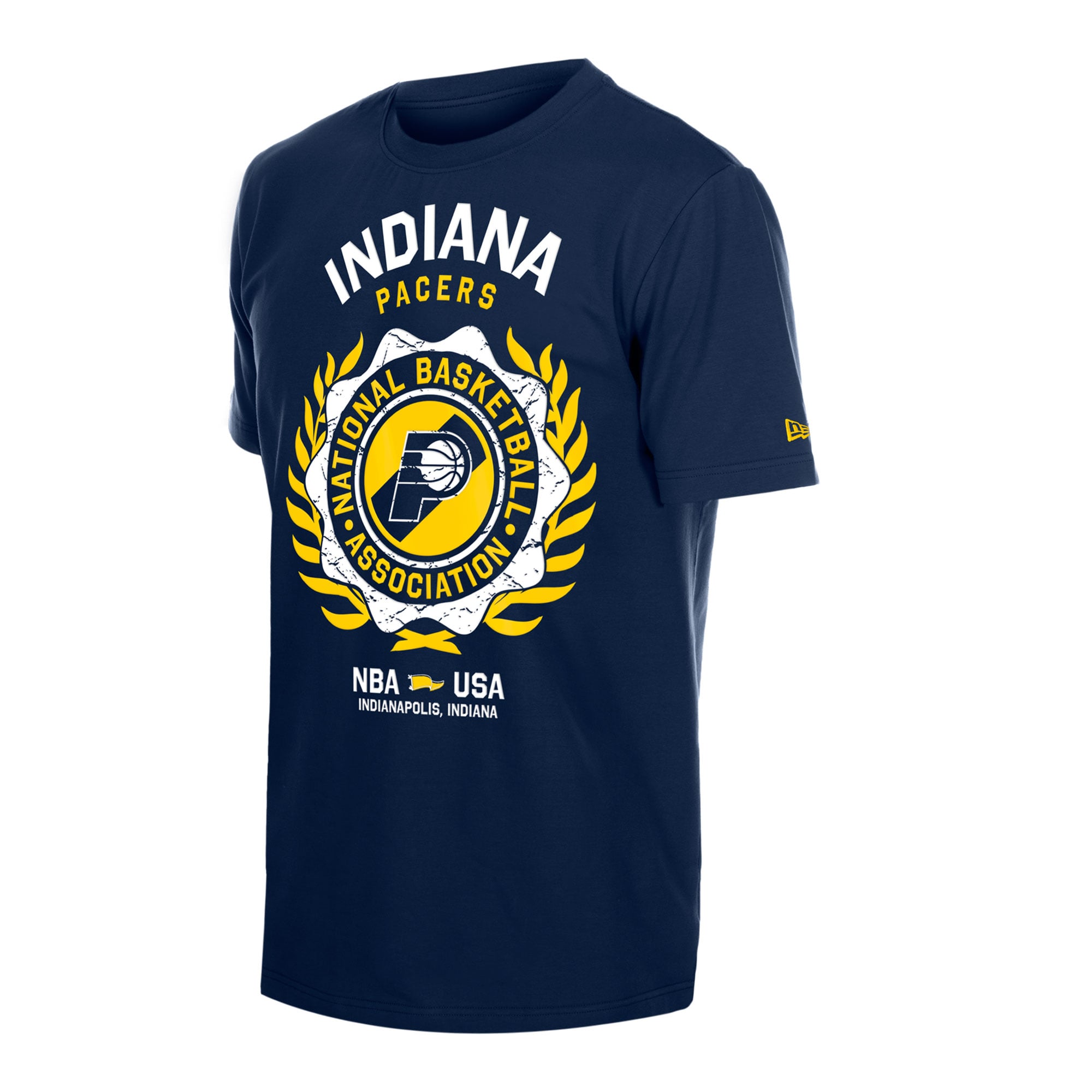 T-shirt floqué New Era bleu marine Indiana Pacers Laurel Crest pour homme