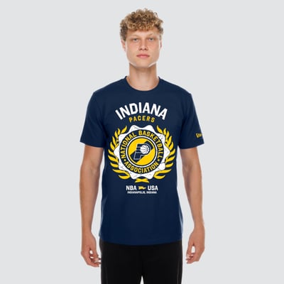  Indiana Pacers New Era Laurel Crest Flocking T-Shirt - Navy