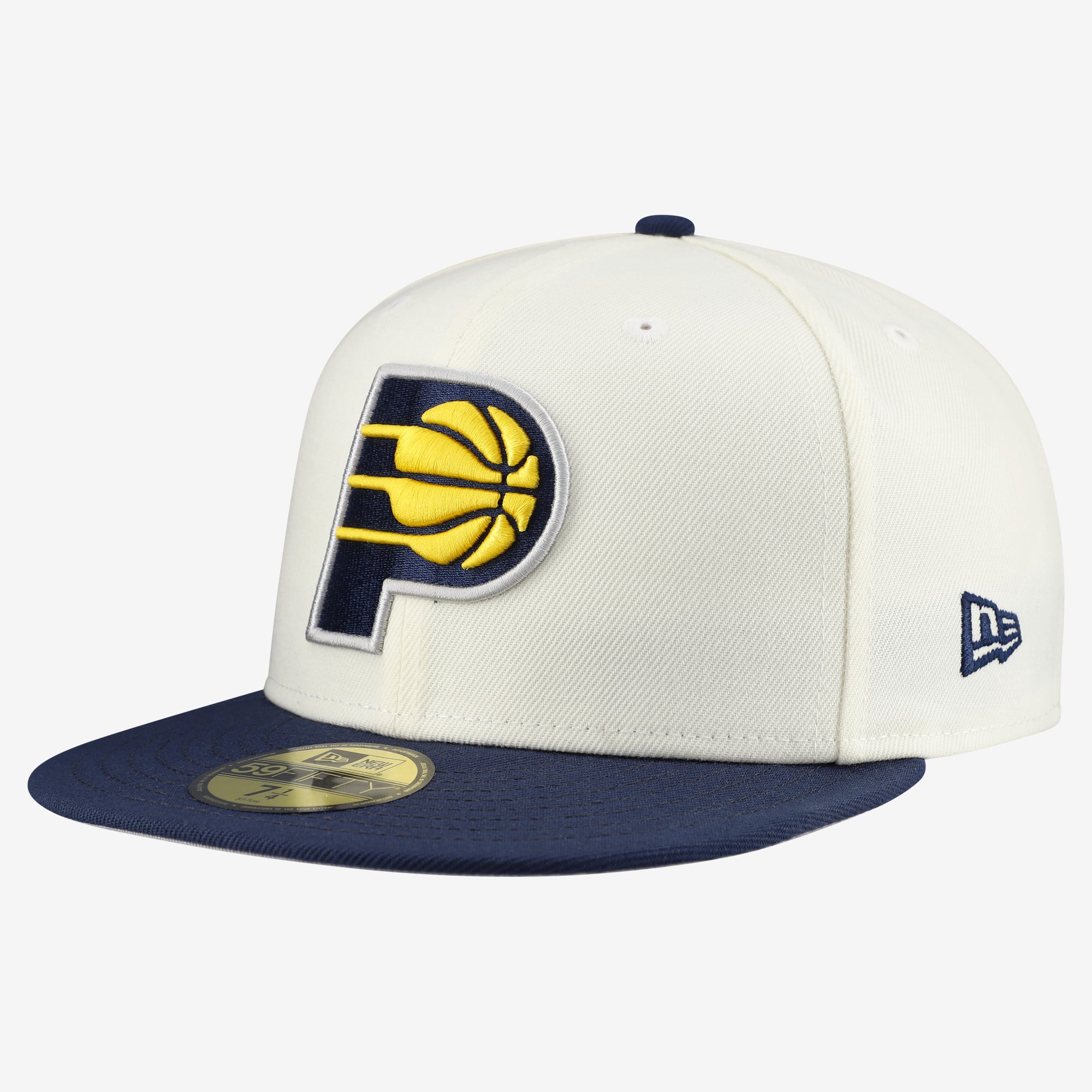 Men's Indiana Pacers New Era White/Navy Chrome 59FIFTY Fitted Hat