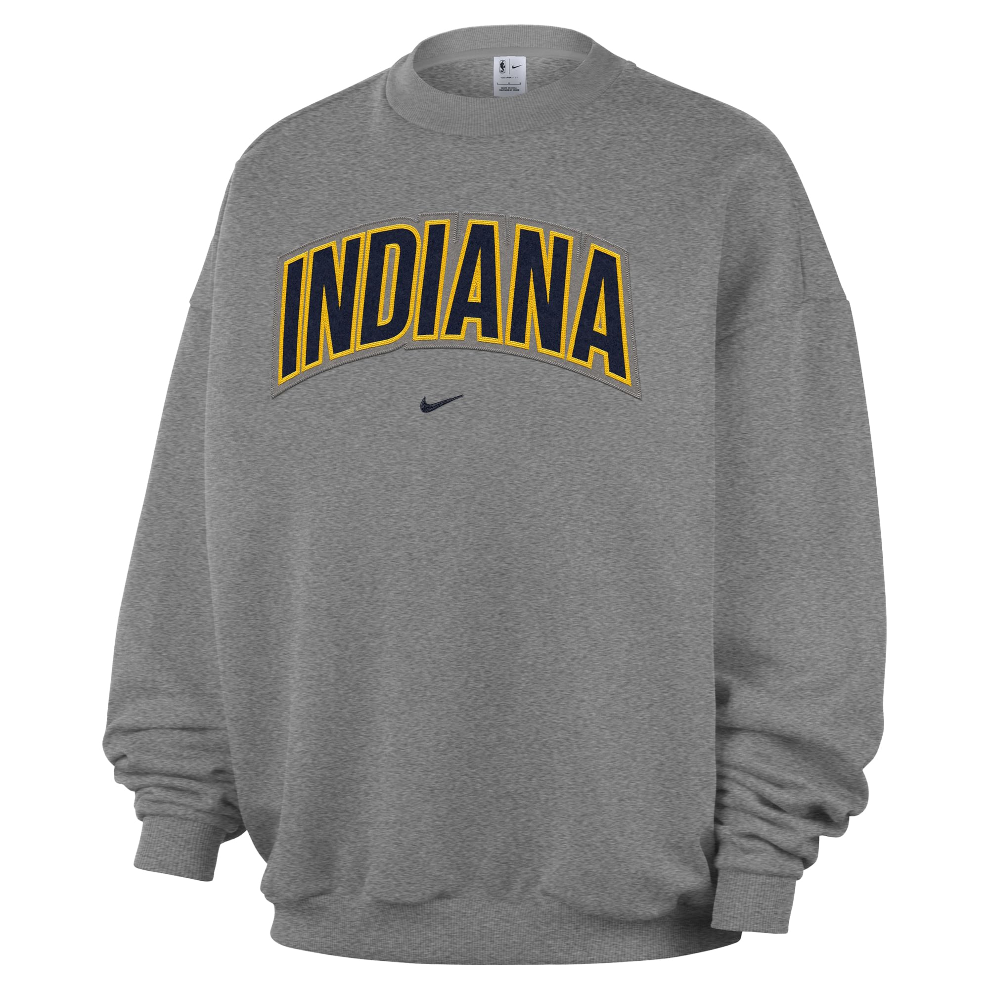 Men's Nike Dark Heather Gray Indiana Pacers Standard Issue Wordmark Fleece Crewneck Sweatshirt