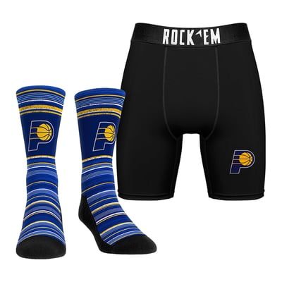  Indiana Pacers Rock Em Primary Crew Socks & Boxer Briefs Combo Pack