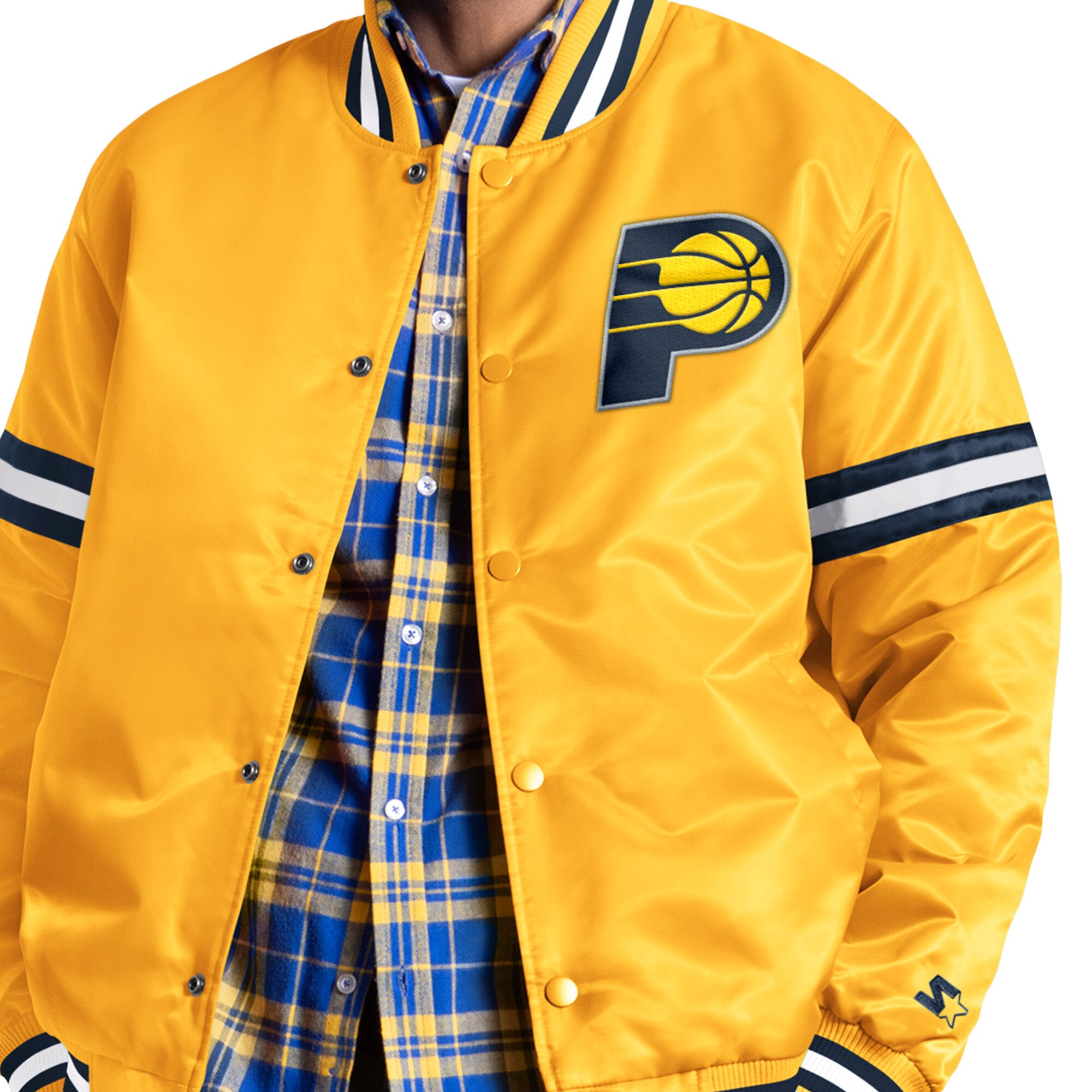Veste universitaire Starter Gold Indiana Pacers Courtside II à boutons-pression pour homme