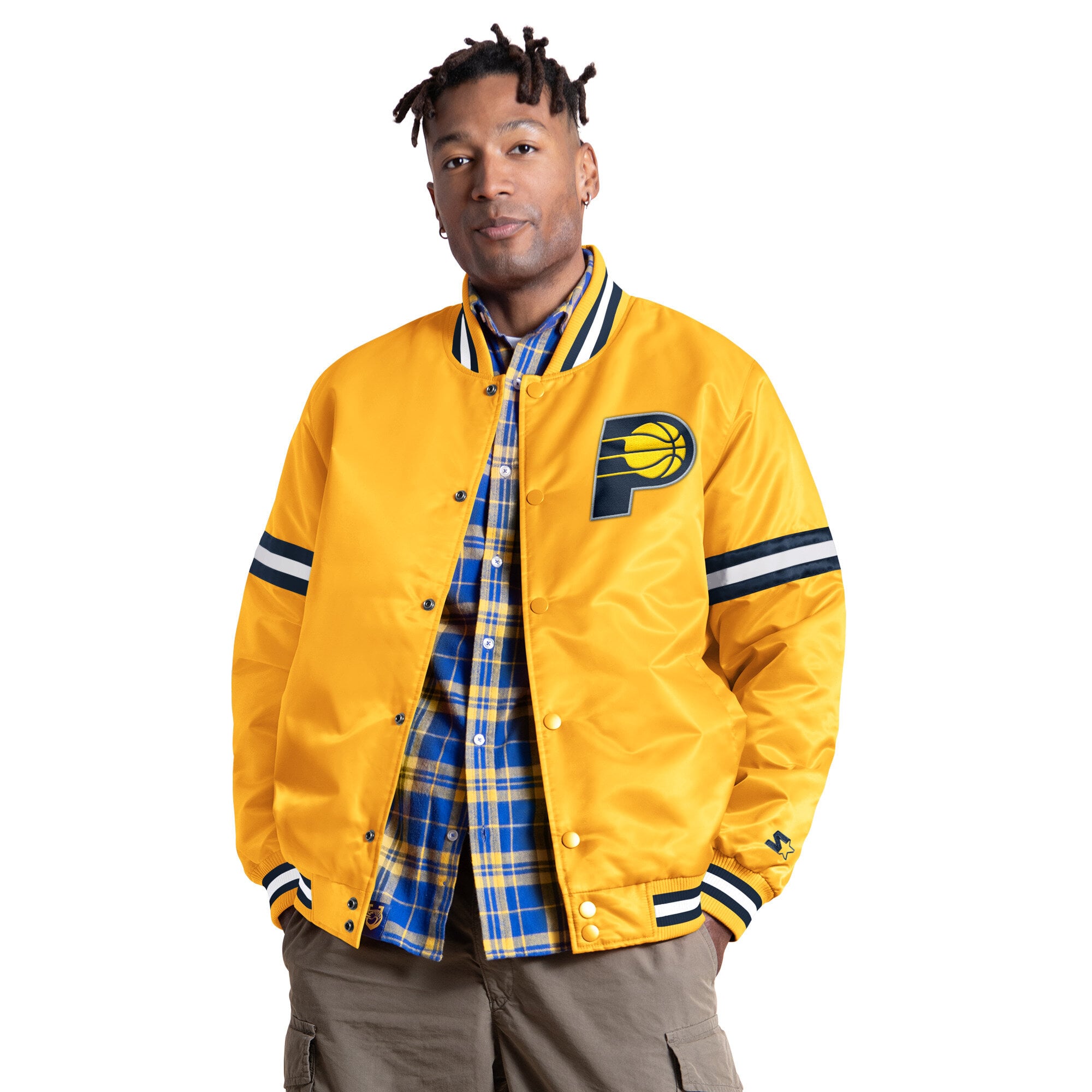 Veste universitaire Starter Gold Indiana Pacers Courtside II à boutons-pression pour homme
