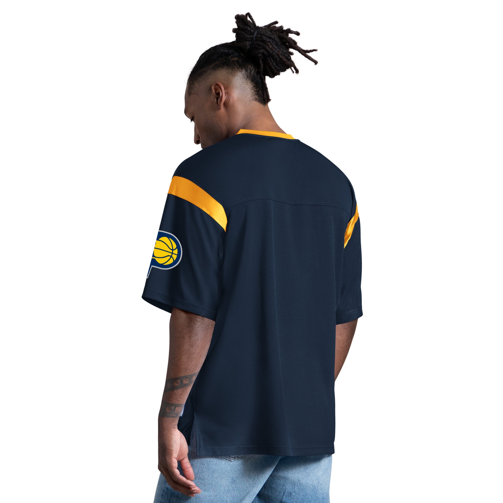T-shirt à col en V bleu marine Starter pour homme, Indiana Pacers, jour de match