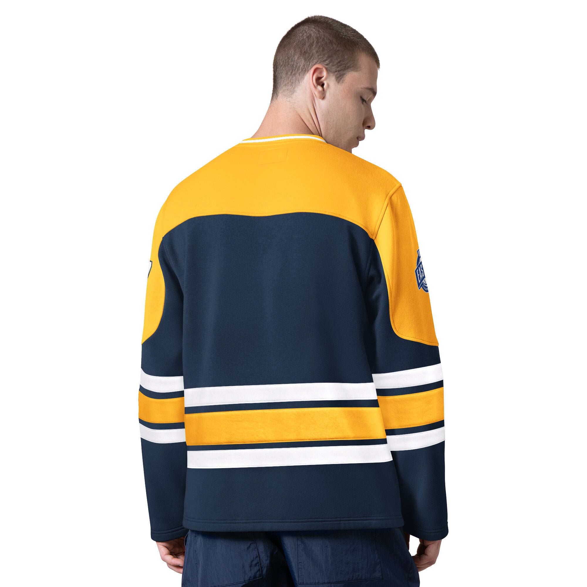 T-shirt à manches longues et col en V Starter Navy Indiana Pacers pour homme