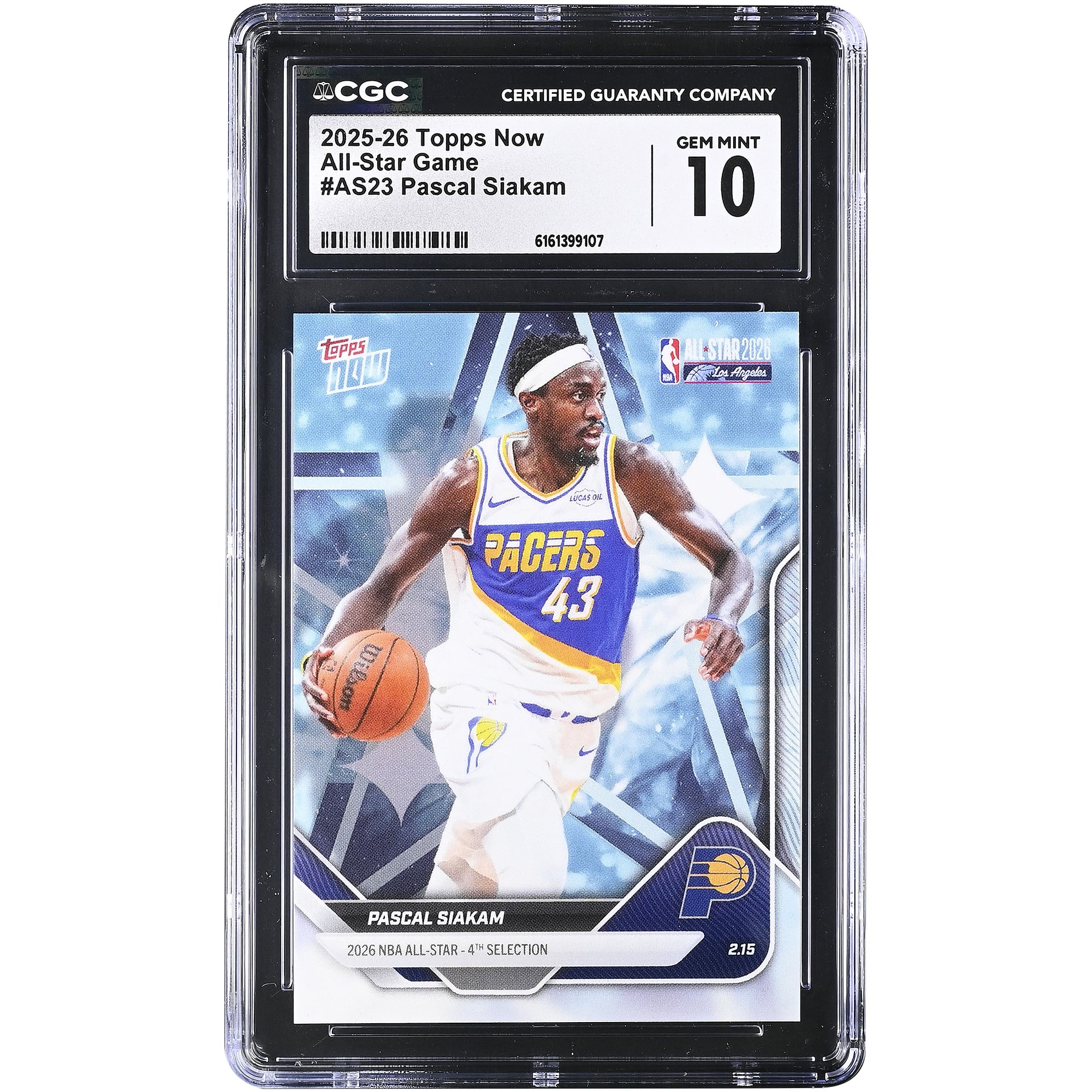 Carte Pascal Siakam Indiana Pacers 2025-26 Topps Now All-Star Game #AS23 authentifiée CGC (10 cartes)