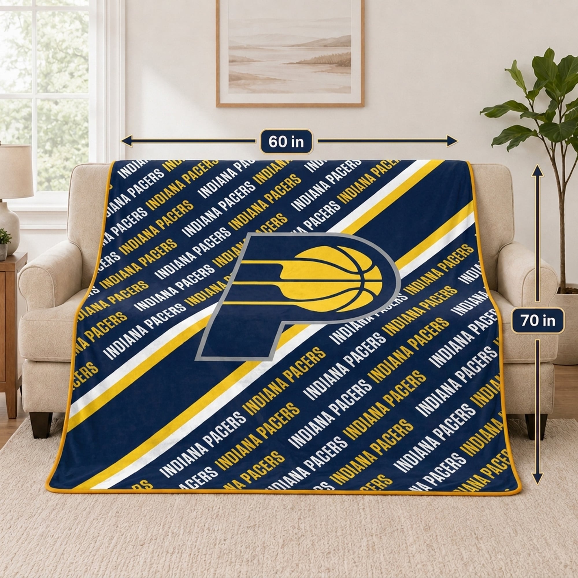 Pegasus Indiana Pacers 60" x 70" Diagonal Lined Wordmark Ultra Soft Blanket