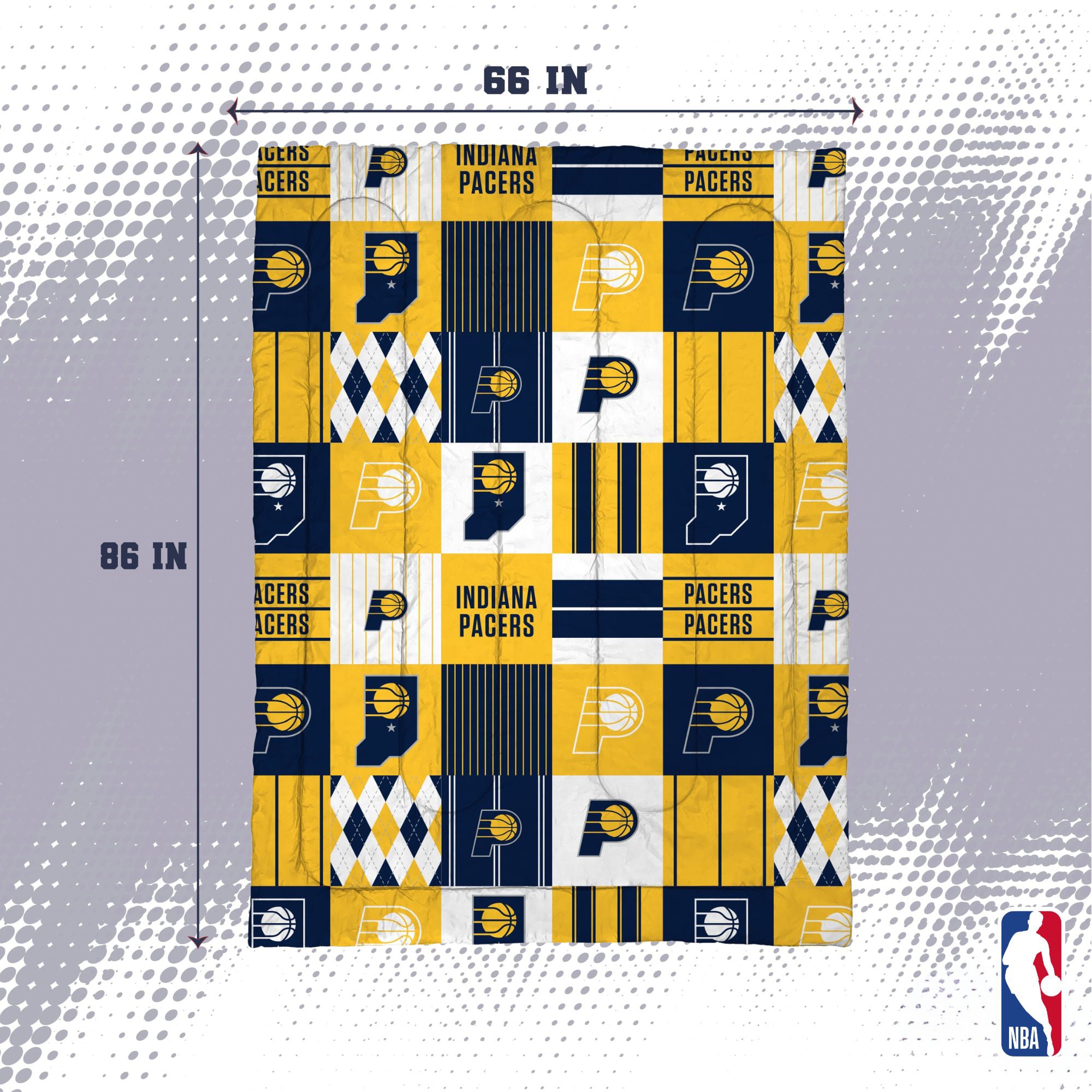 Ensemble de literie deux pièces Pegasus Indiana Pacers Patchwork Plaid pour lit simple/simple XL