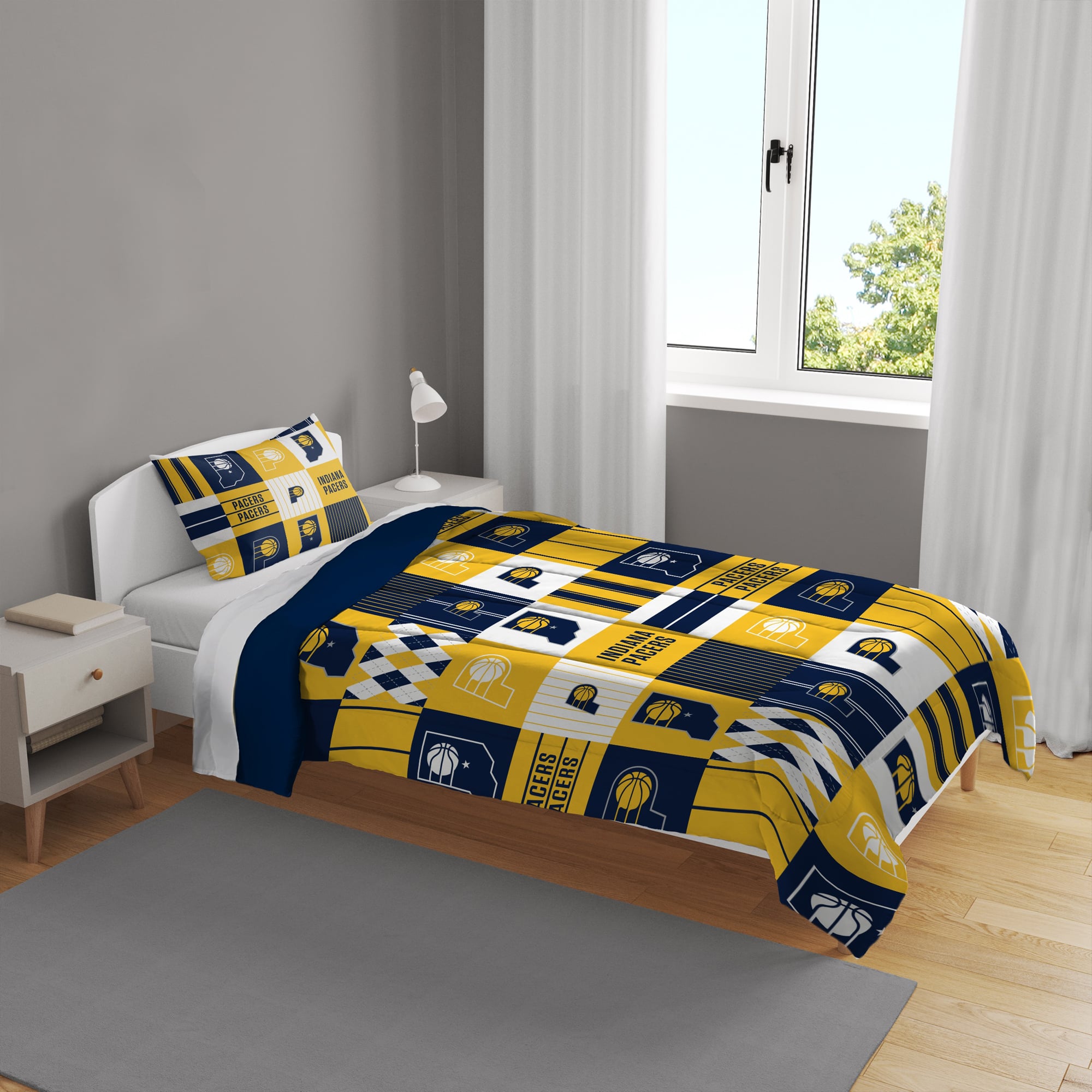 Ensemble de literie deux pièces Pegasus Indiana Pacers Patchwork Plaid pour lit simple/simple XL