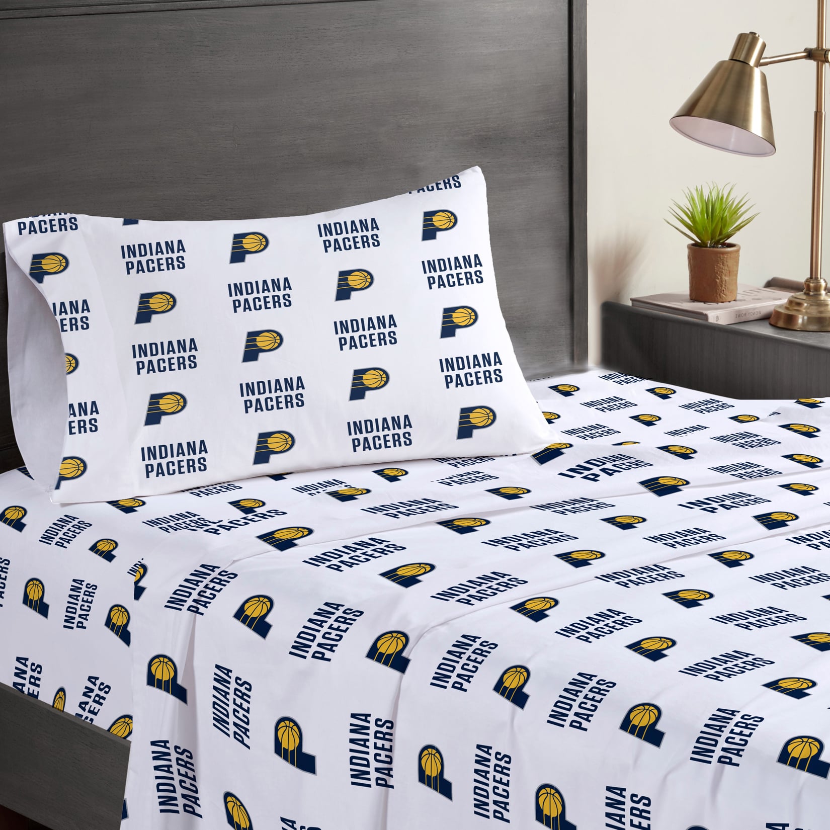 Ensemble de draps trois pièces Pegasus Indiana Pacers pour lit simple
