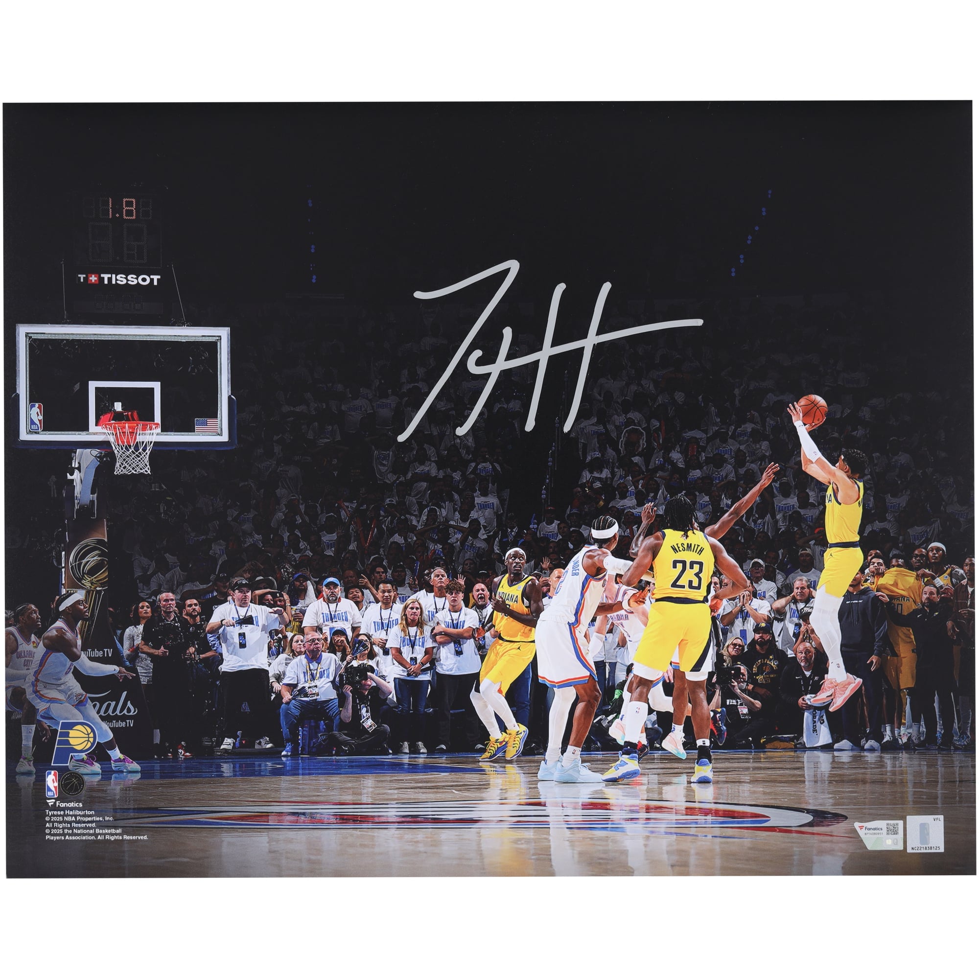 Tyrese Haliburton Indiana Pacers Autographed 16" x 20" 2025 NBA Finals Game 1 vs. Oklahoma City Thunder Game-Winning Shot Photograph