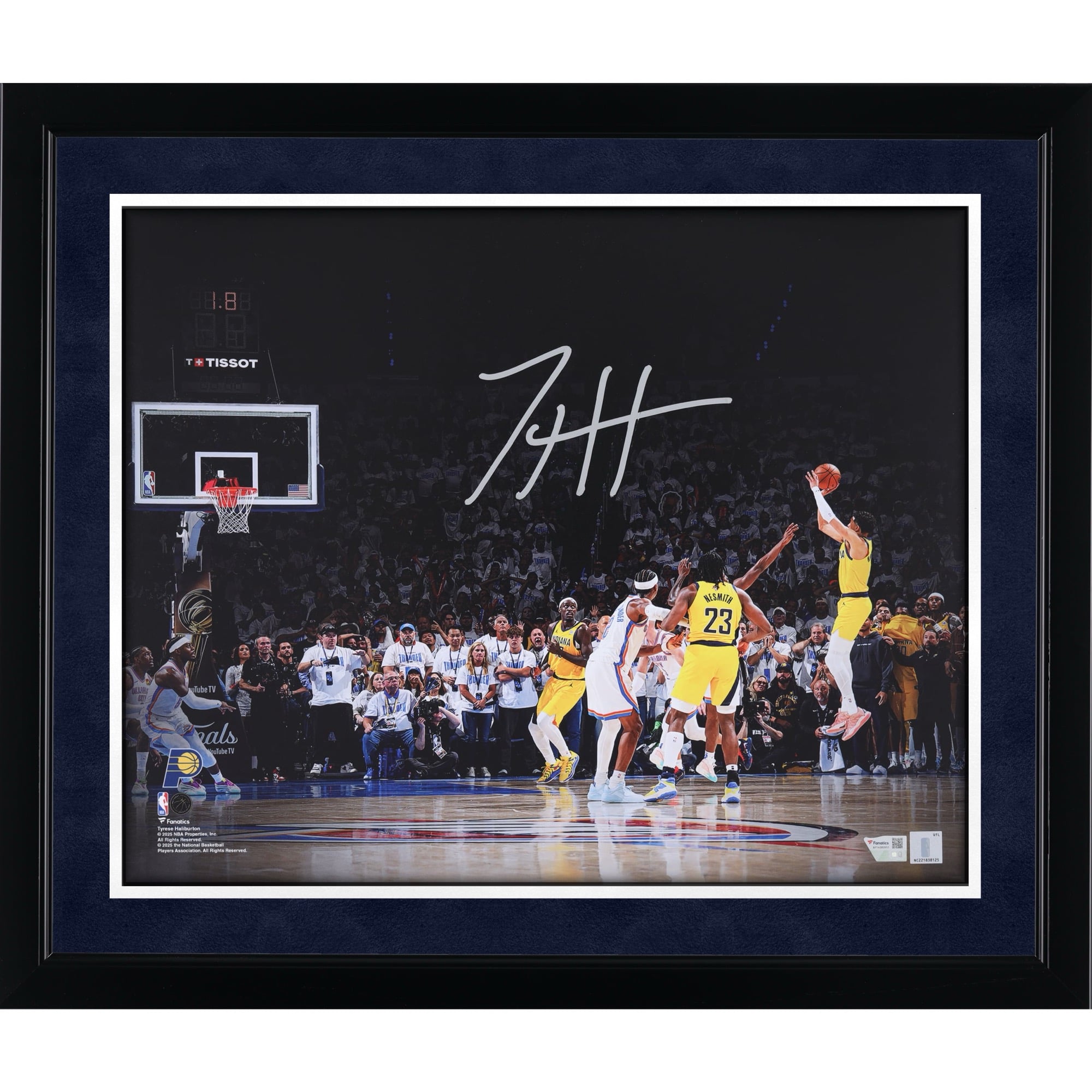 Tyrese Haliburton Indiana Pacers Autographed 16" x 20" 2025 NBA Finals Game 1 vs. Oklahoma City Thunder Game-Winning Shot Photograph