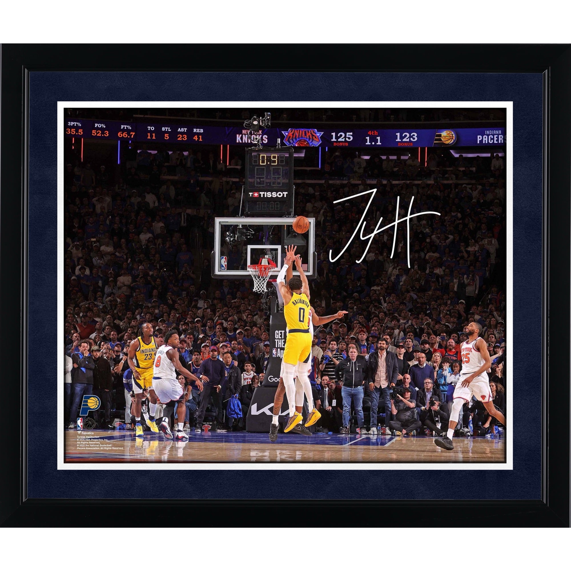 Tyrese Haliburton Indiana Pacers Autographed 16" x 20" Eastern Conference Finals Game 1 vs. New York Knicks Game-Tying Shot Photograph