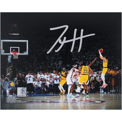 Tyrese Haliburton Indiana Pacers Autographed Fanatics Authentic 8" x 10" 2025 NBA Finals Game 1 vs. Oklahoma City Thunder Game-Winning Shot Photograph