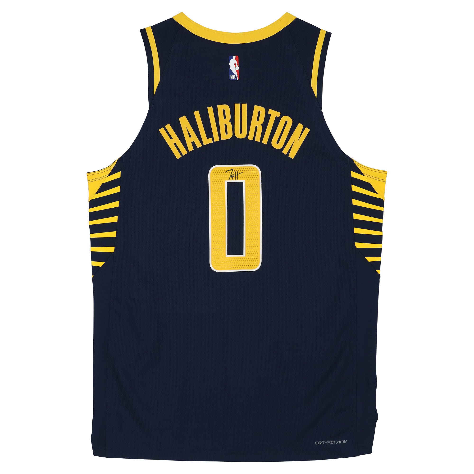 Maillot authentique Nike Icon bleu marine autographié par Tyrese Haliburton des Indiana Pacers