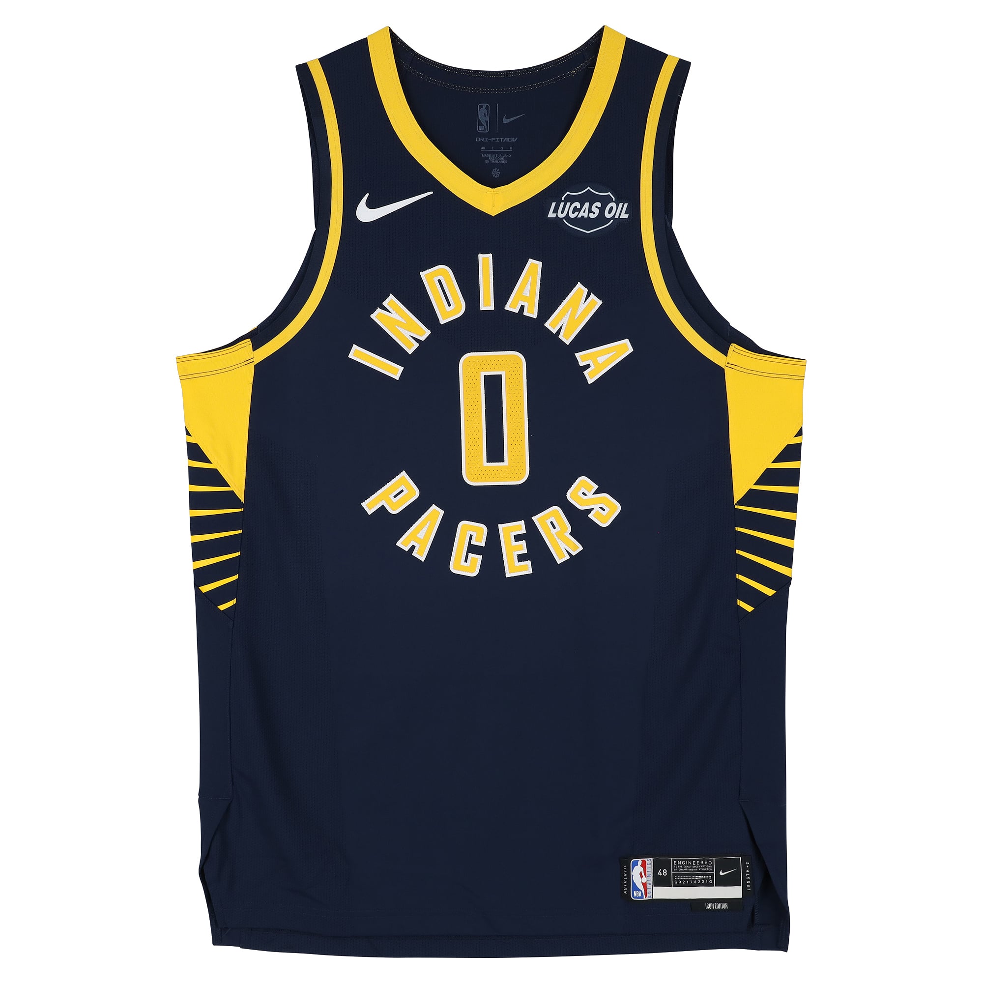 Maillot authentique Nike Icon bleu marine autographié par Tyrese Haliburton des Indiana Pacers