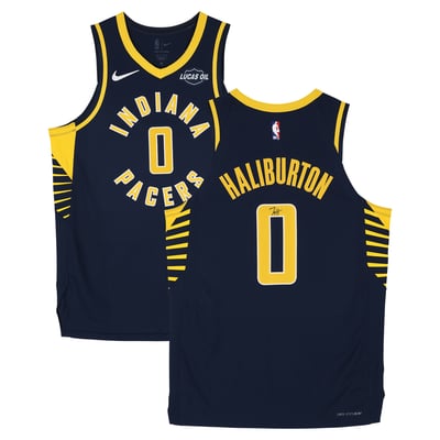 Tyrese Haliburton Indiana Pacers Autographed Fanatics Authentic Nike Navy Icon Authentic Jersey 