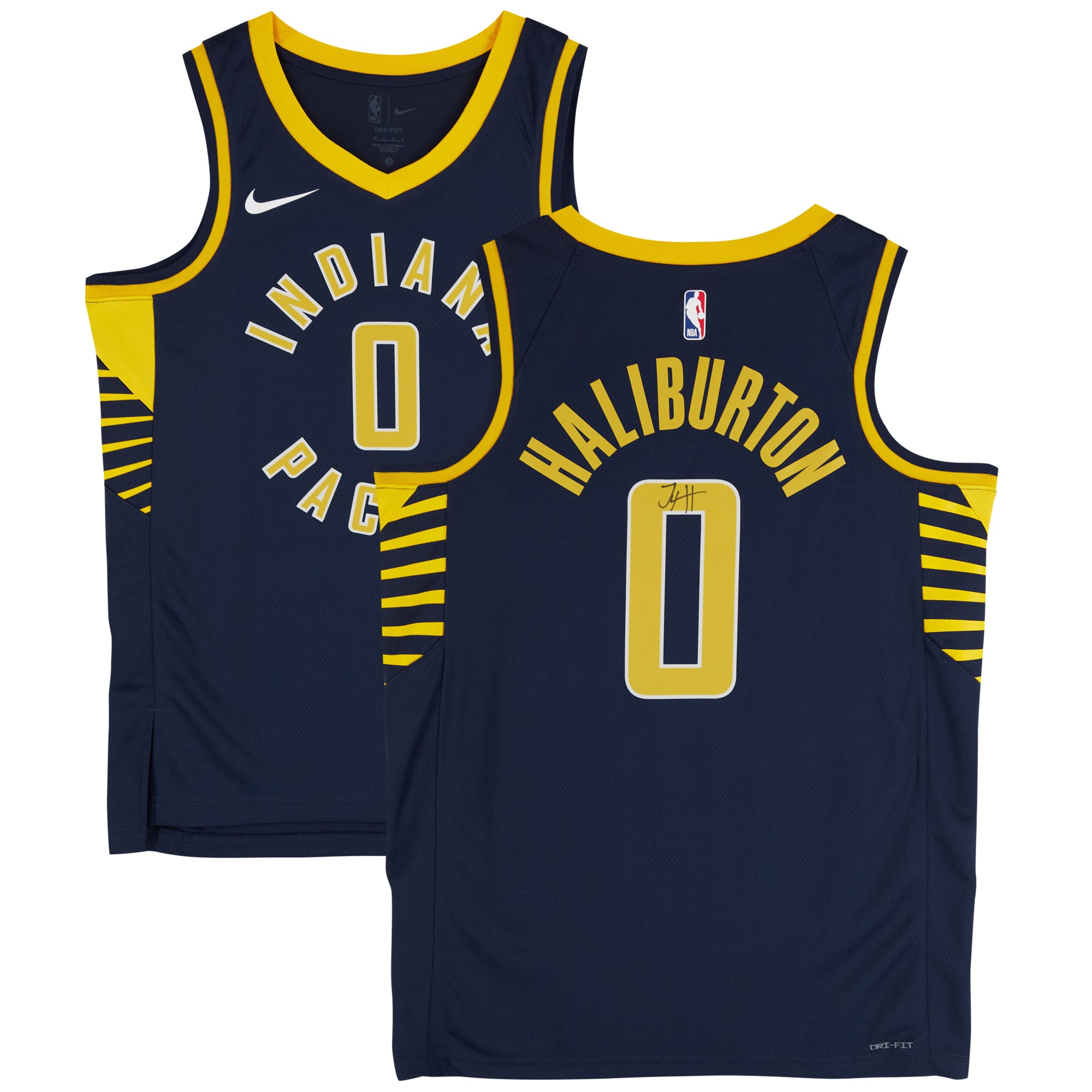 Maillot Nike Icon Swingman bleu marine dédicacé par Tyrese Haliburton des Indiana Pacers