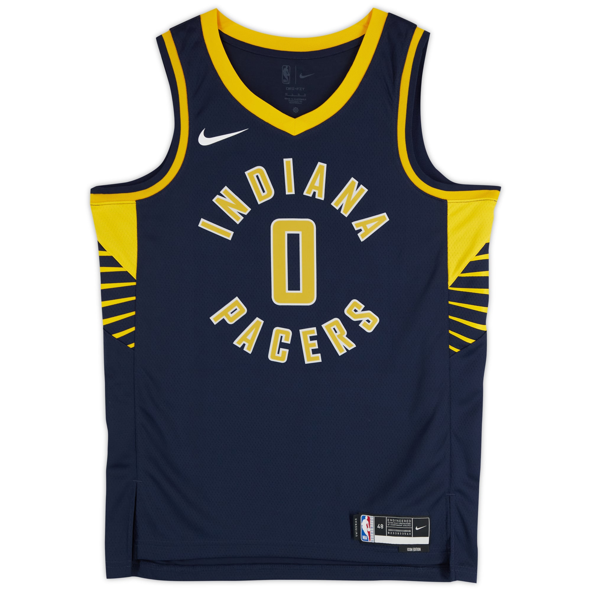 Maillot Nike Icon Swingman bleu marine dédicacé par Tyrese Haliburton des Indiana Pacers