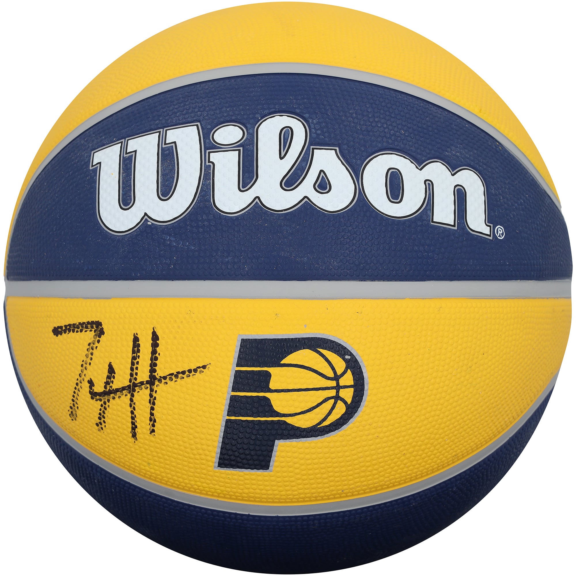 Tyrese Haliburton Indiana Pacers Autographed Wilson Tribute Yellow/Blue Team Logo Basketball