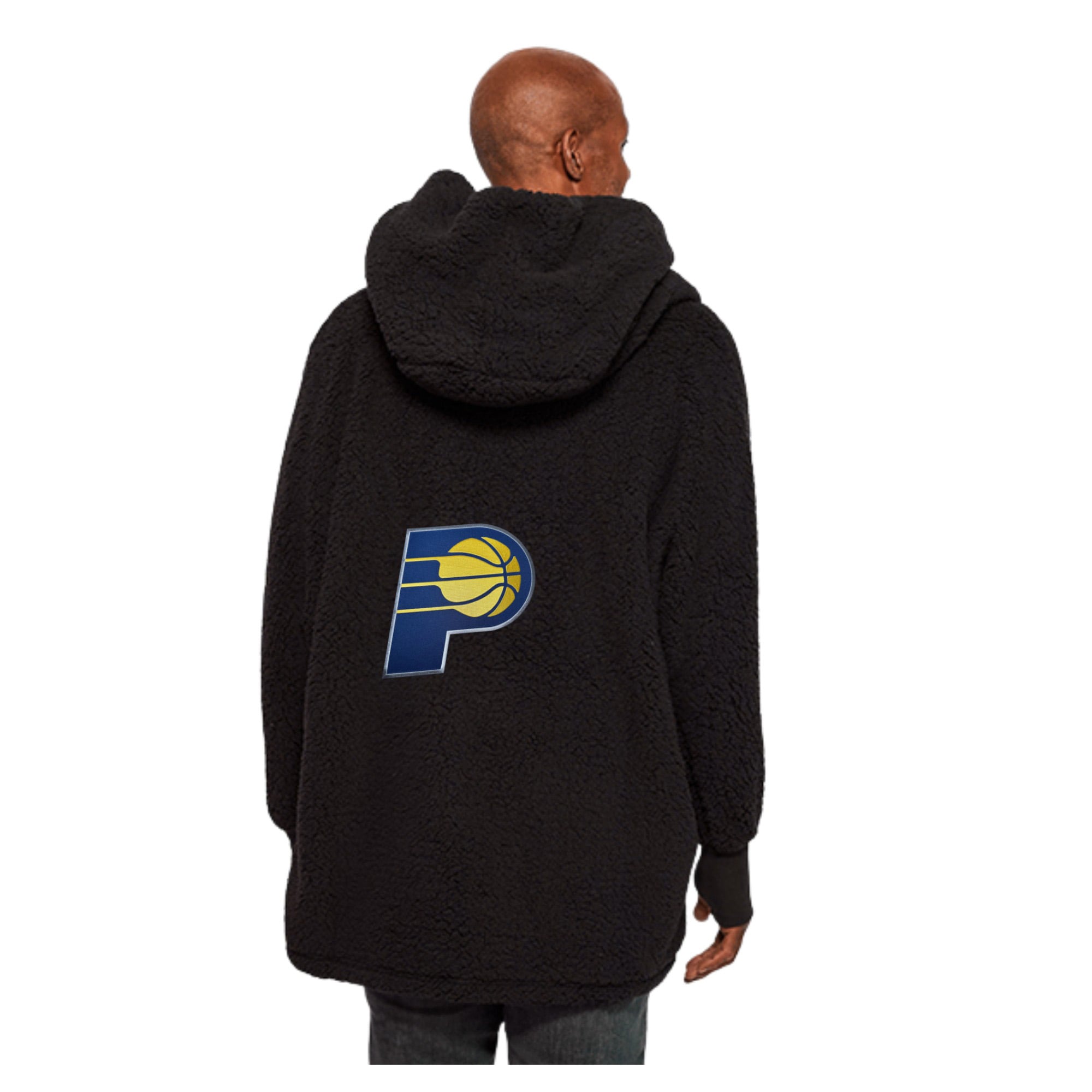 Sweat à capuche ouvert surdimensionné noir des Indiana Pacers par Jill Martin, le meilleur transat du monde