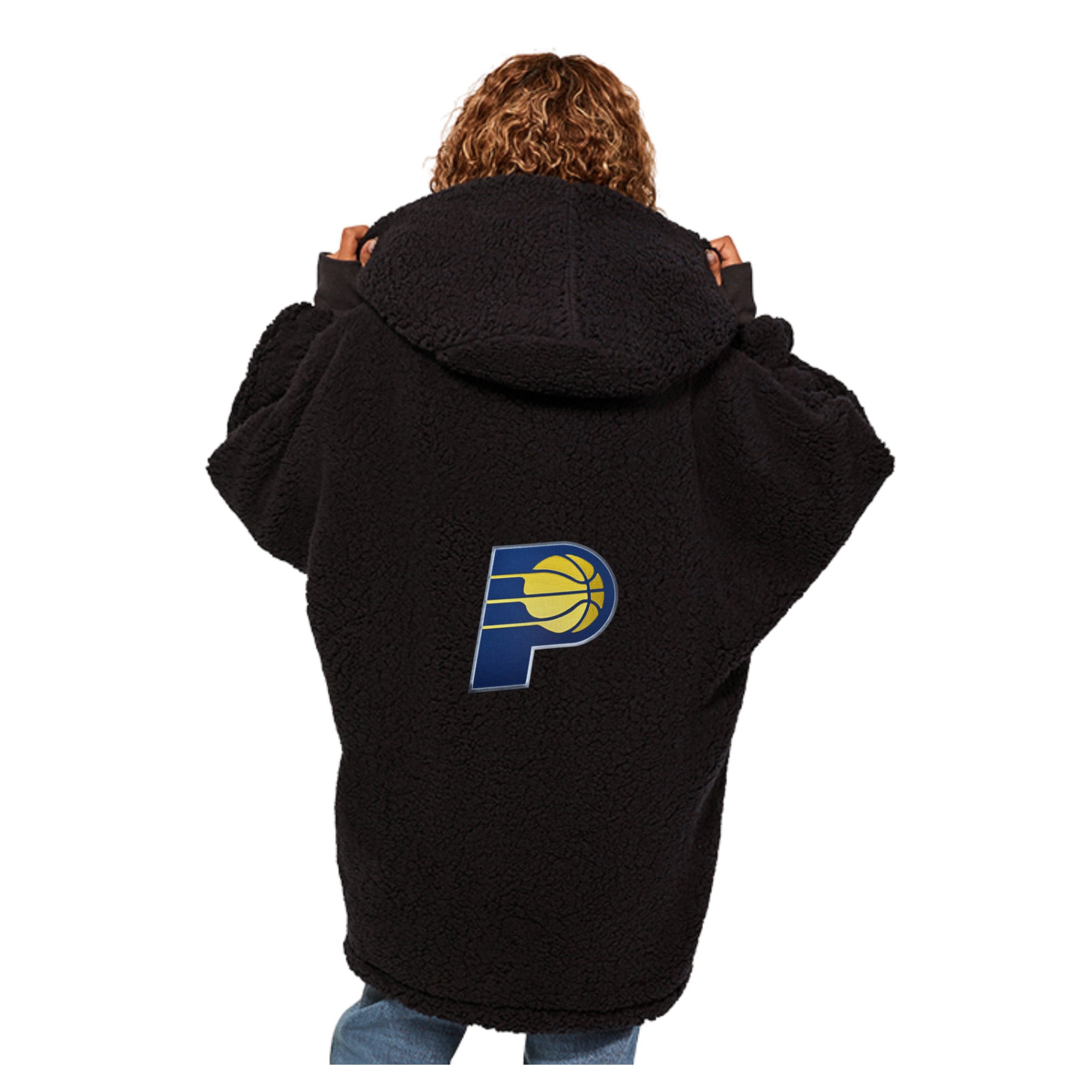 Sweat à capuche ouvert surdimensionné noir des Indiana Pacers par Jill Martin, le meilleur transat du monde
