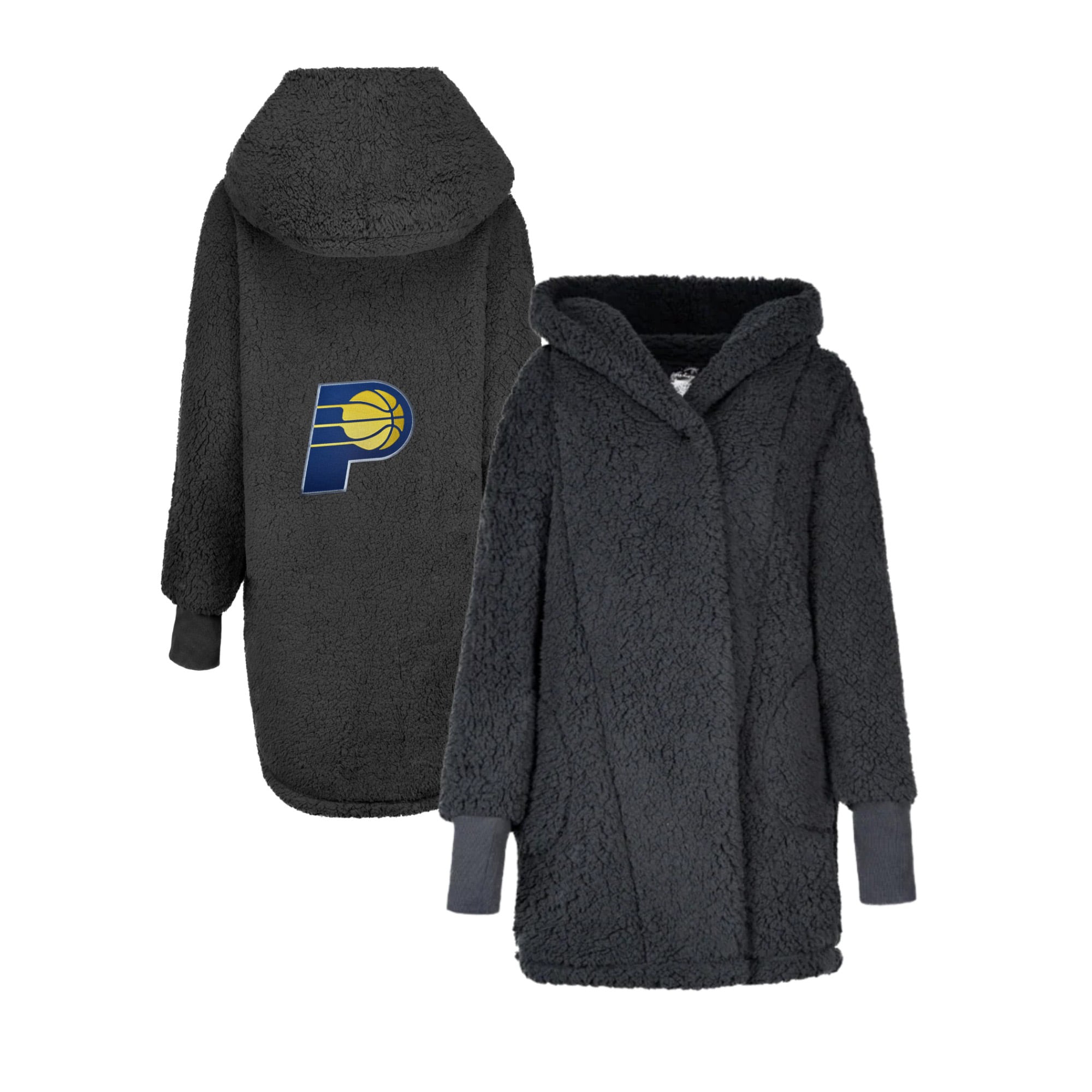 Sweat à capuche ouvert surdimensionné noir des Indiana Pacers par Jill Martin, le meilleur transat du monde