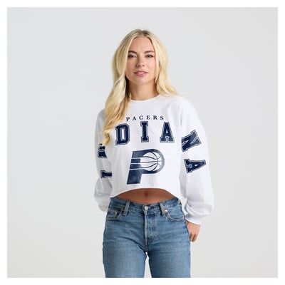Indiana Pacers Fanatics Women's Spirit Jersey Cropped Crew Neck Sweatshirt - White
