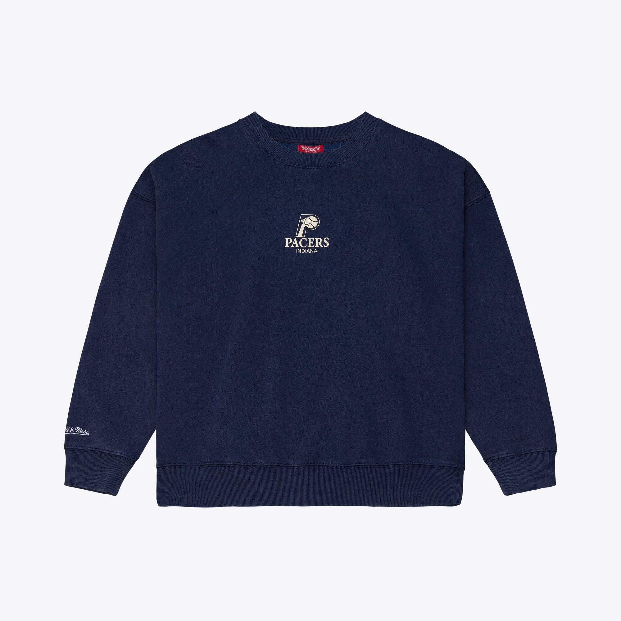 Sweat-shirt en polaire à micro-logo bleu marine Mitchell & Ness pour femme, Indiana Pacers Core Essentials.