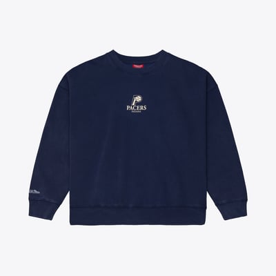 Indiana Pacers Mitchell & Ness Women's Core Essentials Micro Logo Fleece Sweatshirt - Navy