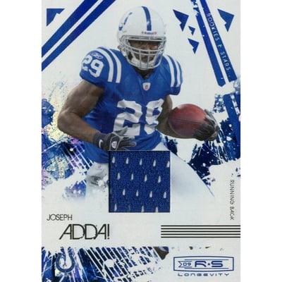 2009 Donruss Rookies and Stars Longevity Materials Sapphire #43 Joseph Addai/100