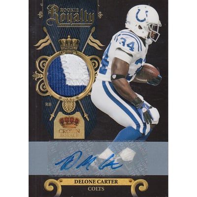 2011 Crown Royale Rookie Royalty Materials Autographs Prime #17 Delone Carter/25