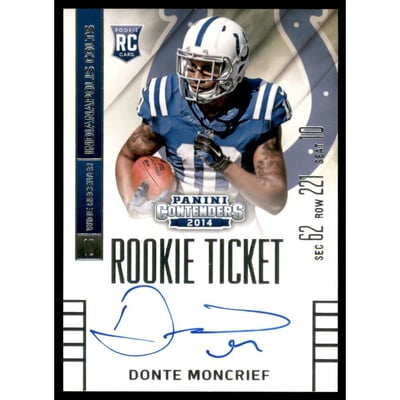 2014 Panini Contenders #216A Donte Moncrief AU RC EXCH/(ball in right arm)