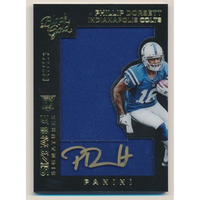 2015 Panini Black Gold Sizeable Rookie Signature Jerseys #SSRPD Phillip Dorsett/199