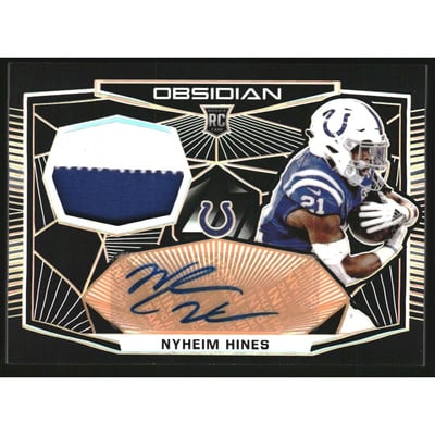 2018 Panini Obsidian Rookie Jersey Autographs Electric Etch Orange #26 Nyheim Hines