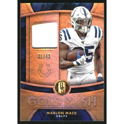 2020 Panini Gold Standard Gold Rush Materials Prime #14 Marlon Mack/49