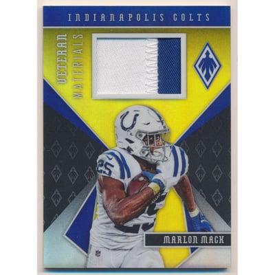 2020 Panini Phoenix Veteran Materials Prime Yellow #17 Marlon Mack