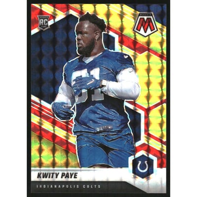 2021 Panini Mosaic Mosaic Choice Fusion Red and Yellow #351 Kwity Paye