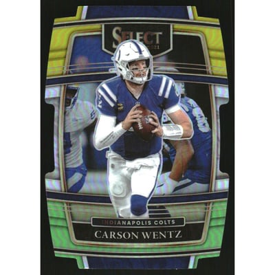 2021 Select Prizm Green and Yellow Die Cut #16 Carson Wentz