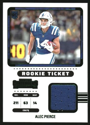 2022 Panini Contenders Rookie Ticket Swatches #3 Alec Pierce