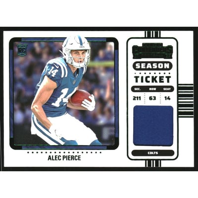 2022 Panini Contenders Rookie Ticket Swatches Variation #3 Alec Pierce