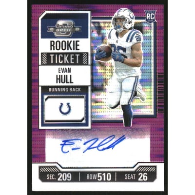 2023 Panini Contenders Optic Purple Pulsar #169 Evan Hull AU